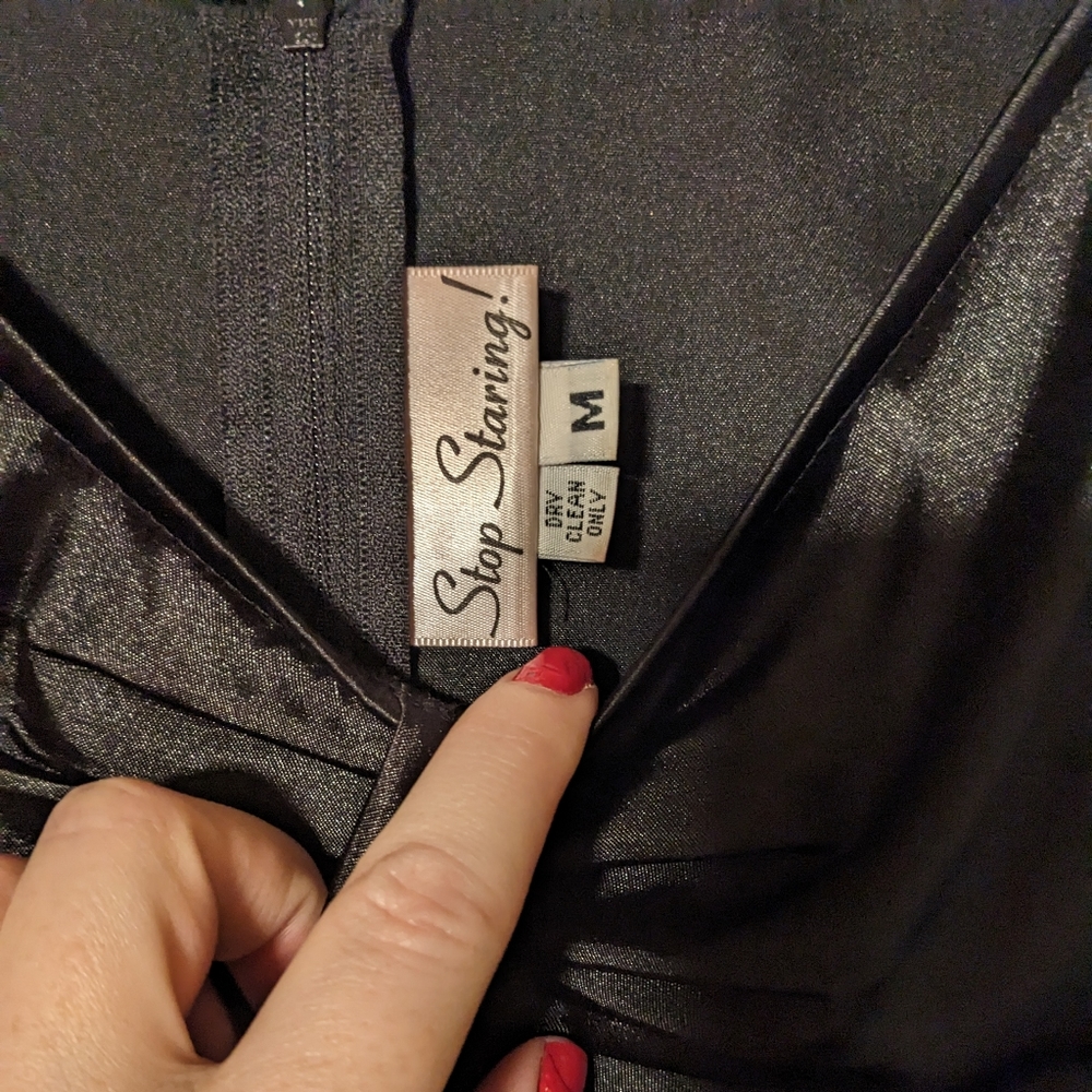 Stop Staring Satin Wiggle Pin Up dress M - Picture 4 of 5